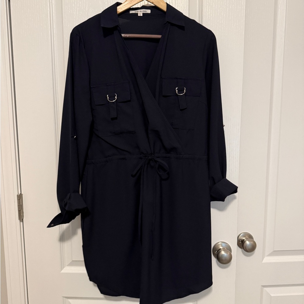 Navy Wrap Dress with Pockets